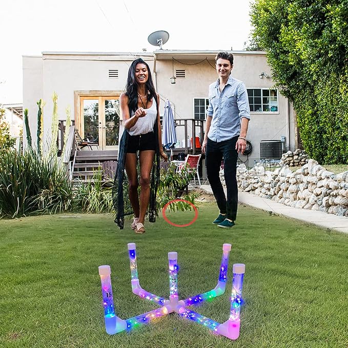 MOLACHI Ring Toss Games for Adults and Kids,Yard Games,Outdoor Indoor Games with LDE Light,Easy to Set Up w/Compact Carry - Backyard Toys,Christmas Party Toss Game for The Whole Family