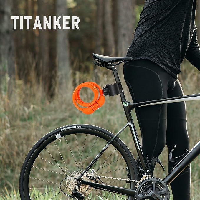 Titanker Bike Lock, Bicycle Lock 4 Feet Cable Lock 1/2 Inch Resettable Bike Lock Combination with Mounting Bracket, Bike Accessories for Bicycle, Electric Scooter, Motorcycle