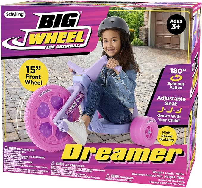 Schylling Big Wheel Dreamer - BWDRM - Low-Riding Tricycle with Adjustable Seat for Growing Child up to 70 lbs. - Original Classic Bike - Ages 3 and Up
