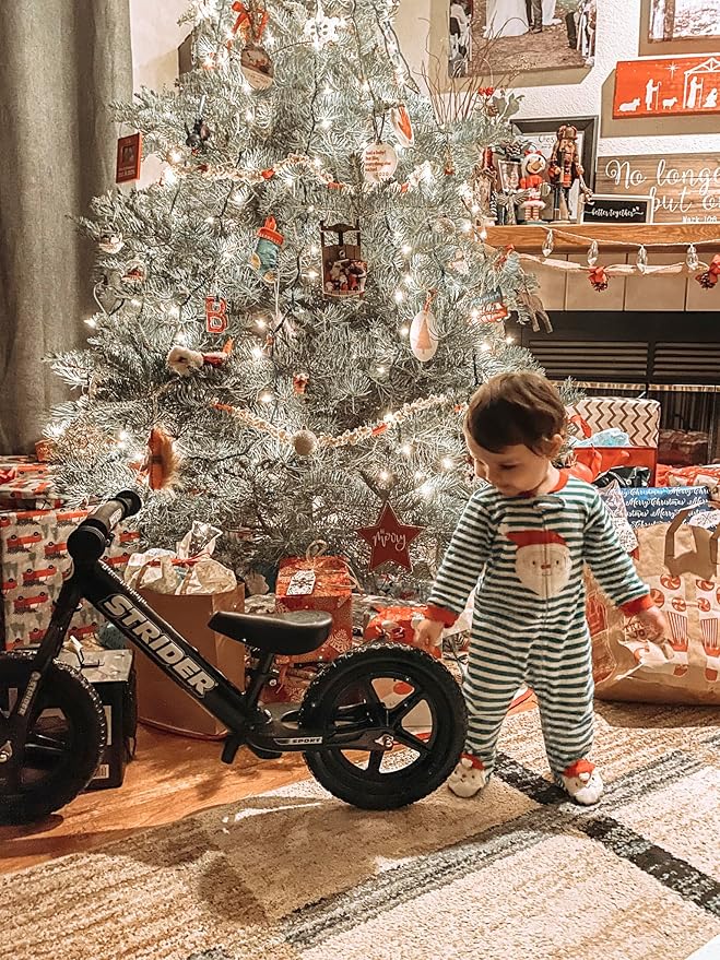 Strider 12” Sport Bike - No Pedal Balance Bicycle for Kids 1 to 4 Years - Includes Safety Pad, Padded Seat, Mini Grips & Flat-Free Tires - Tool-Free Assembly & Adjustments