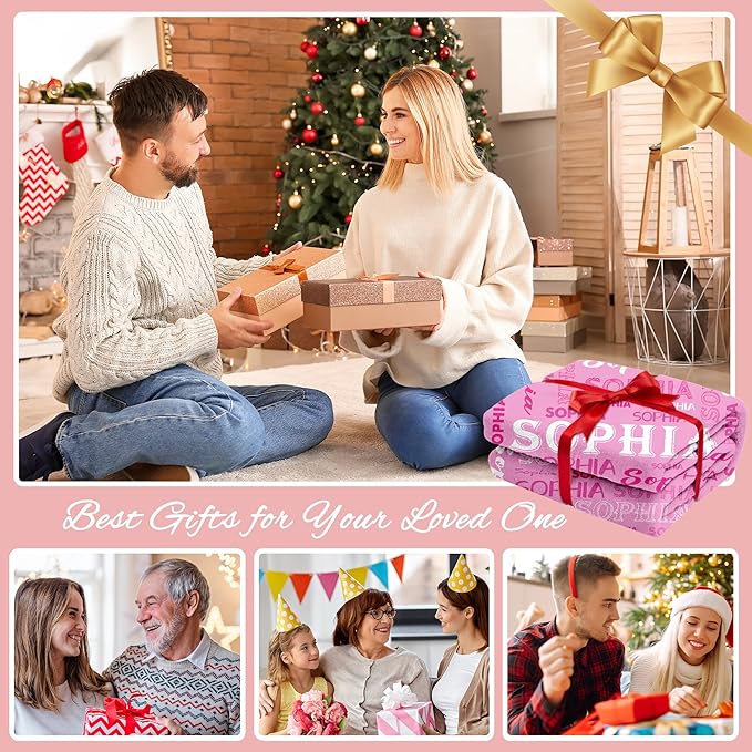 Ship Next Day, Personalized Baby Blanket with Name - Printed in USA, Custom Name Blanket for Boys Girls Kids, Customized Flannel Blankets Gifts for Teen Shower Toddlers Christmas Brithday