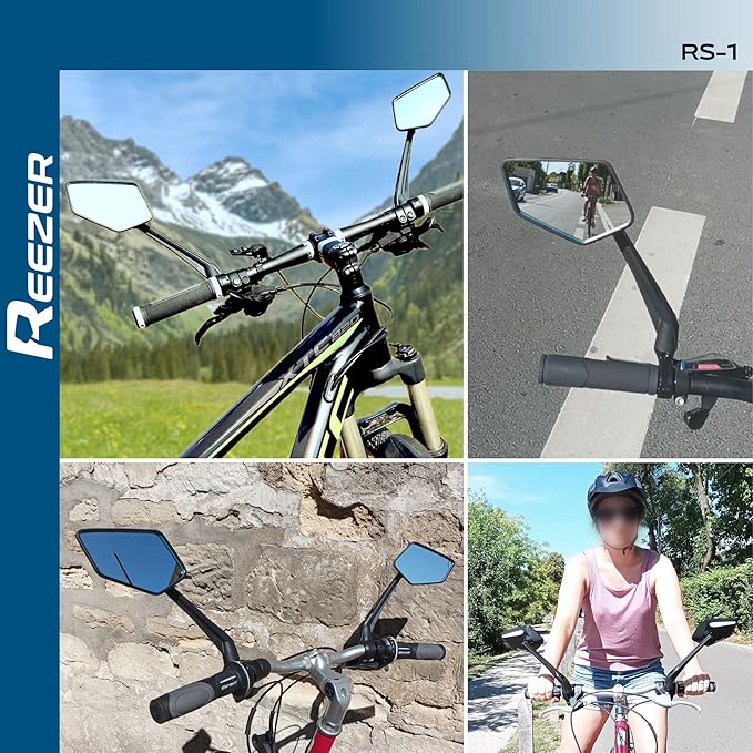 REEZER RS1 - Handlebar Bike mirror, 360° rotatable & foldable, large field of vision, Bicycle rearview mirrors, 0,86" to 1", Reflective - PAIR