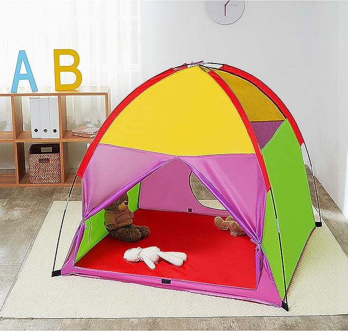 ATDAWN Kids Play Tent, Kids Pop Up Tent, Camping Playground, Indoor/Outdoor Children Playhouse for Boys and Girls, Rainbow Color