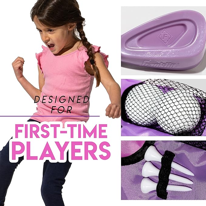 Franklin Sports Golf Set - Youth Adjustable Plastic Golf Club Set - Kids Golf Set with Bag & Balls - Adjustable Length Clubs For Toddlers - Pink