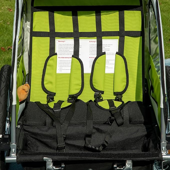 Aosom Elite 360 Swivel Bike Trailer for Kids Double Child Two-Wheel Bicycle Cargo Trailer with 2 Security Harnesses