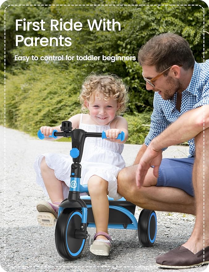 besrey Kids Tricycles Age 18 Month to 5 Years, Toddler Tricycle Kids Trikes Tricycle, Gift Toddler Tricycles for 2-5 Year Olds, Gift & Toys for Boy & Girl, Trikes for Toddlers, Light Blue