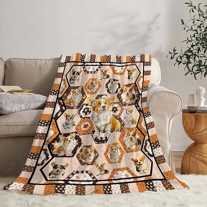 Corgi Throw Blanket Corgi Puppy Stuff Gifts for Dog Lover Kids Girls Boys Adults Women Men Soft Cozy Warm Plush Fluffy Fuzzy Fleece Blanket Decor 50''X60''