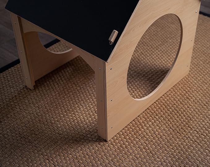 Avenlur Indoor Montessori Wooden and Waldorf Style Playhouse for Toddlers with Double Chalkboard Roof. Sturdy Play Set Structure for Children and Kids ECC Early Childhood Day Care, Preschool Playroom