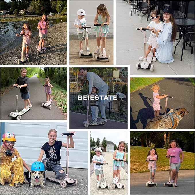 Kick Scooter for Kids Ages 3-18, Max 220 Lbs, Toddler Scooter with Adjustable Lean-To-Steer Switch, Foldable, Wide Anti-Slip Deck, Lightweight, 4 Adjustable Heights, Light up 3 Wheel Scooter