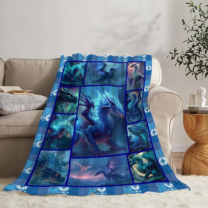 Dragon Throw Blanket Dragon Stuff Gifts for Kids Girls Boys Adults Women Men Soft Cozy Warm Plush Fluffy Fuzzy Fleece Blanket Decor 40''X50''