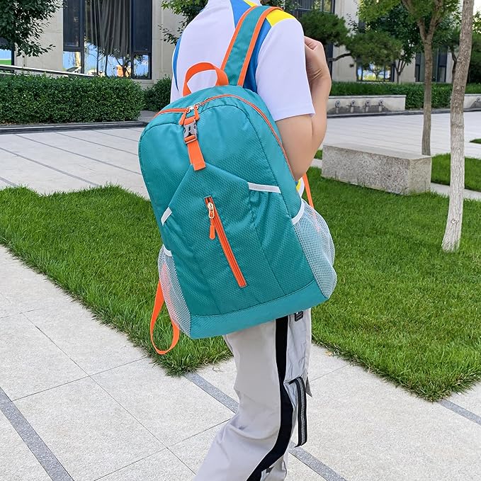 25L Foldable Hiking Backpack Lightweight Packable Basic-Daypack Collapsible Bag Water-Resistant Travel Men Women Camping Cycling Outdoor (Lake Blue)