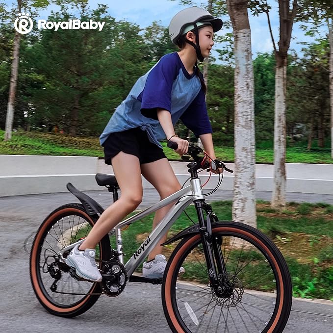 RoyalBaby Kids Mountain Bike for Boys and Girls, Ultra-Light Aluminum 20-24 Inch Wheel Bicycle for 6-14 Years Old Children, 7/21-Speeds Drivetrain