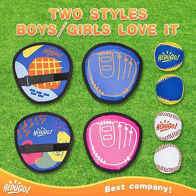 Ball and Catch Game Toss and Catching Ball Set Outdoor Toys for Kids at The Beach, Yard, Lawn Pool or Park Outside Games 4 Paddles 4 Balls Family Games for Kids and Adults Baseball Toys Gifts