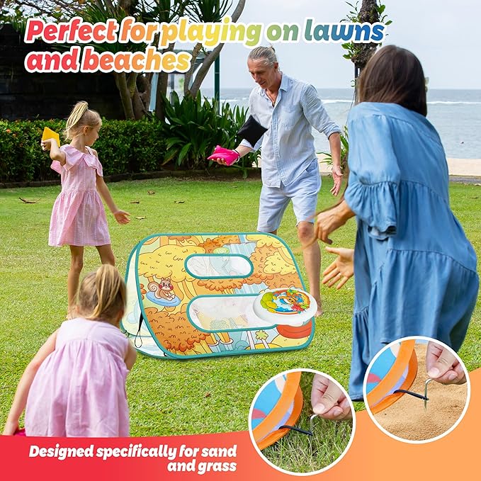 Giant 3 in 1 Bean Bag Toss Game for Kids, Toddler Outdoor Toss Toys for 2 3 4 5 6 7 8 Year Old Boys Girls, Family Party Supplies, Cornhole Party Carnival Games, Lawn Backyard Outside Birthday Gifts