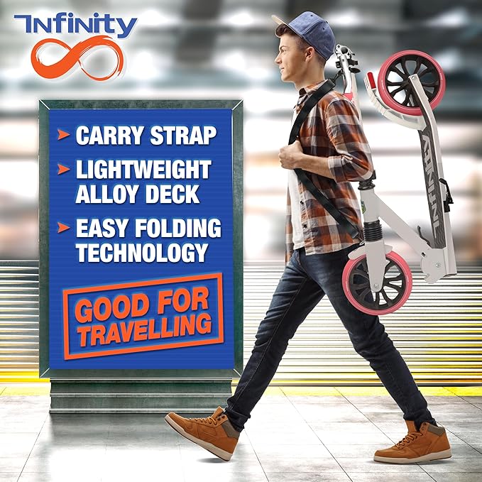 SereneLife Kick Scooter Adult Teenagers Kids- 2 Wheel Kids Scooter with Adjustable T-Bar Handlebar - Alloy Anti-Slip Deck - Portable Folding Scooters for Kids with Carrying Strap