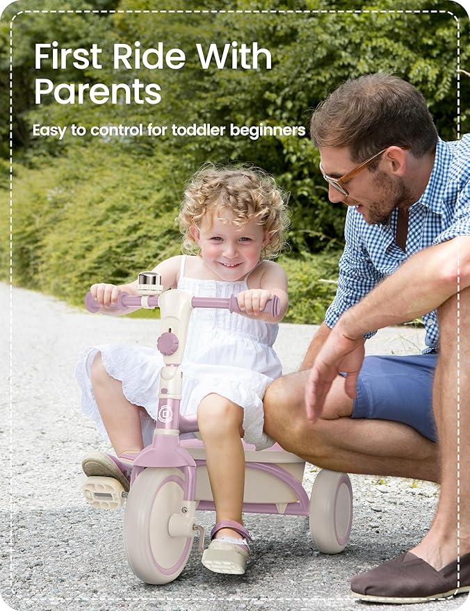 besrey Kids Tricycles Age 18 Month to 5 Years, Toddler Tricycle Kids Trikes Tricycle, Gift Toddler Tricycles for 2-5 Year Olds, Gift & Toys for Boy & Girl, Trikes for Toddlers, Light Purple