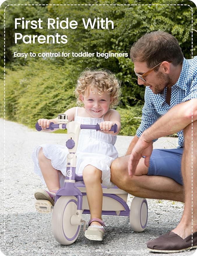 besrey Kids Tricycles Age 18 Month to 5 Years, Toddler Tricycle Kids Trikes Tricycle, Gift Toddler Tricycles for 2-5 Year Olds, Gift & Toys for Boy & Girl, Trikes for Toddlers, Dark Purple