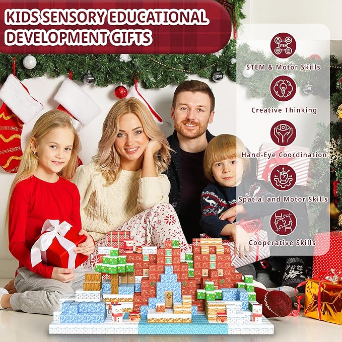 150PCS Magnetic Building Blocks Christmas Set, Advent Calendar 2025, Magnet Toys for Kids, STEM Construction Toy for Kids Ages 3+, Creative Magnetic Cubes Toy with Santa, for Boys & Girls