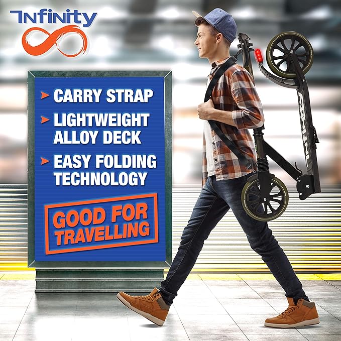 SereneLife Two Wheel Scooter for Teens, Smooth Gliding Kick Scooter for Adults w/Adjustable Height for Ages 8+, Portable All Terrain Scooter w/Carry Straps, Easy to Fold