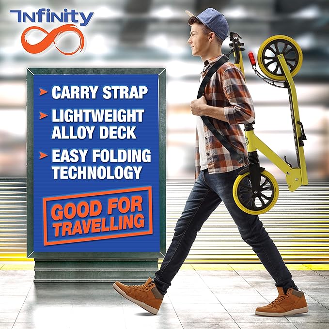 SereneLife Kick Scooter Adult Teenagers Kids- 2 Wheel Kids Scooter with Adjustable T-Bar Handlebar - Alloy Anti-Slip Deck - Portable Folding Scooters for Kids with Carrying Strap