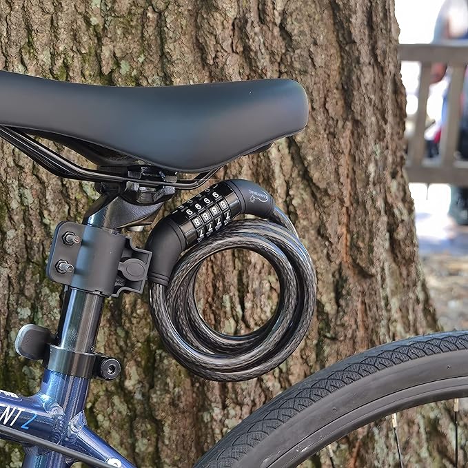 Lumintrail Combination Bike Lock Cable - 6 Feet Bike Locks 2 Pack Heavy Duty Anti Theft with Combinations - Bike Cable Lock Combination with Mounting Brackett (2 Pack, Black)