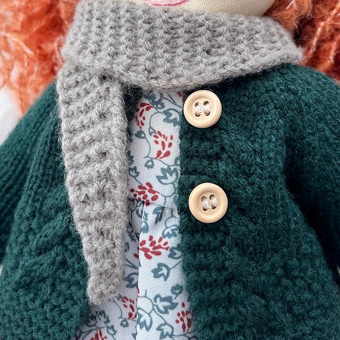 BlissfulPixie Handmade Waldorf Doll- Diana 12", Soft Girl Rag Doll with Cute Stuffed Plush, Ideal First for Babies & Toddlers