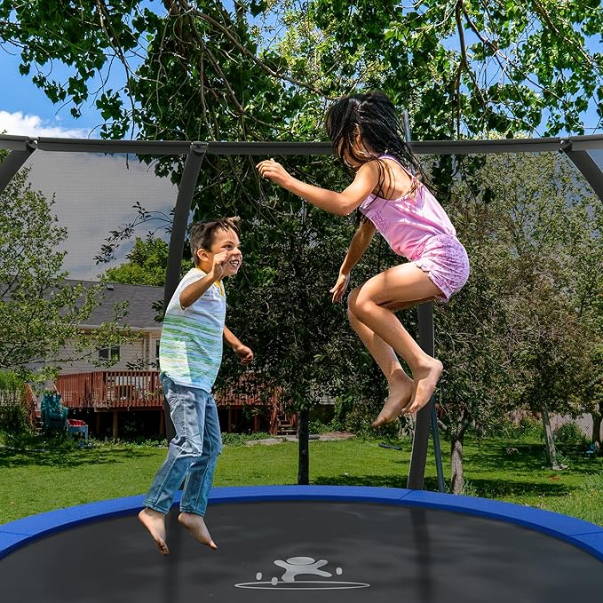Polar Aurora 10FT 12FT 14FT 16FT Outdoor Trampoline with Safety Enclosure Net, Thickened Spring Pad,ASTM Approved Recreational Trampoline for Kids and Adults,Anti-Rust Coated Frame and Thickened Mat