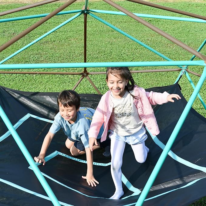 Merax 13FT Climbing Dome with Hammock, Outdoor Geometric Dome Climber Play Center for Kids 3-10 Supporting 1000 lbs, Easy Assembly Jungle Gym