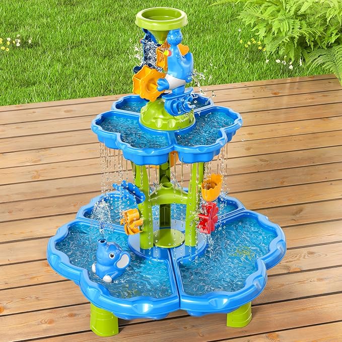 3 in 1 Flower Shape Water Table with Pump for Toddler Kids Ages 3-5 4-8, Summer Outdoor Toys Kids Beach Toys Water Play Sensory Table, Birthday Party Gifts for Toddler Boys Girls Ages 3 4 5 6 7 8