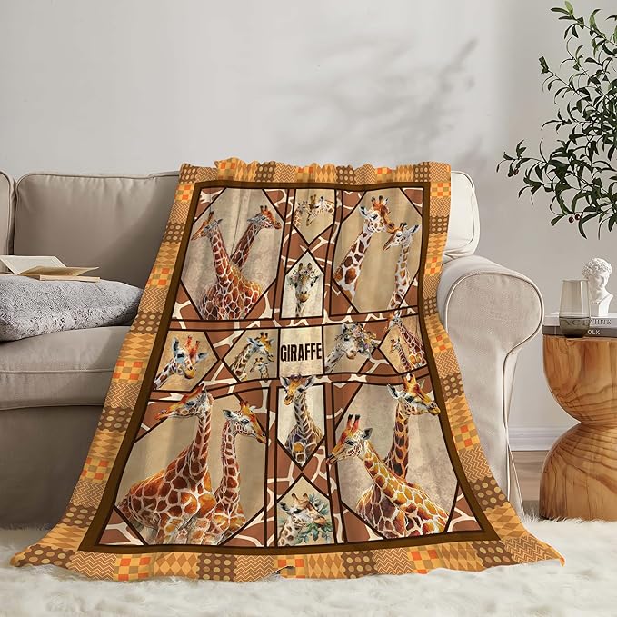 Giraffe Throw Blanket Giraffe Stuff Gifts for Kids Girls Boys Adults Women Men Soft Cozy Warm Plush Fluffy Fuzzy Fleece Blanket Decor 40''X50''
