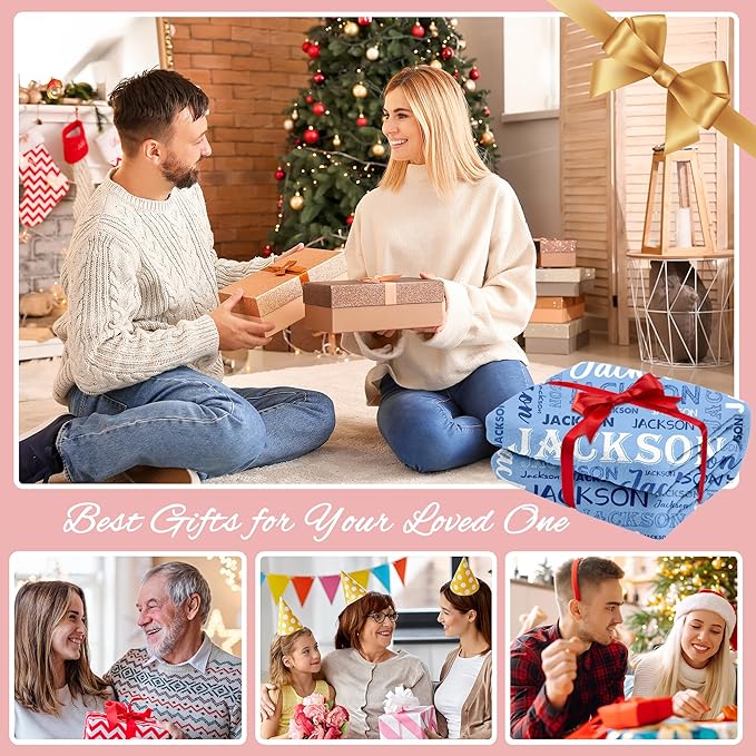 Ship Next Day, Personalized Baby Blanket with Name - Printed in USA, Custom Name Blanket for Boys Girls Kids, Customized Flannel Blankets Gifts for Teen Shower Toddlers Christmas Brithday
