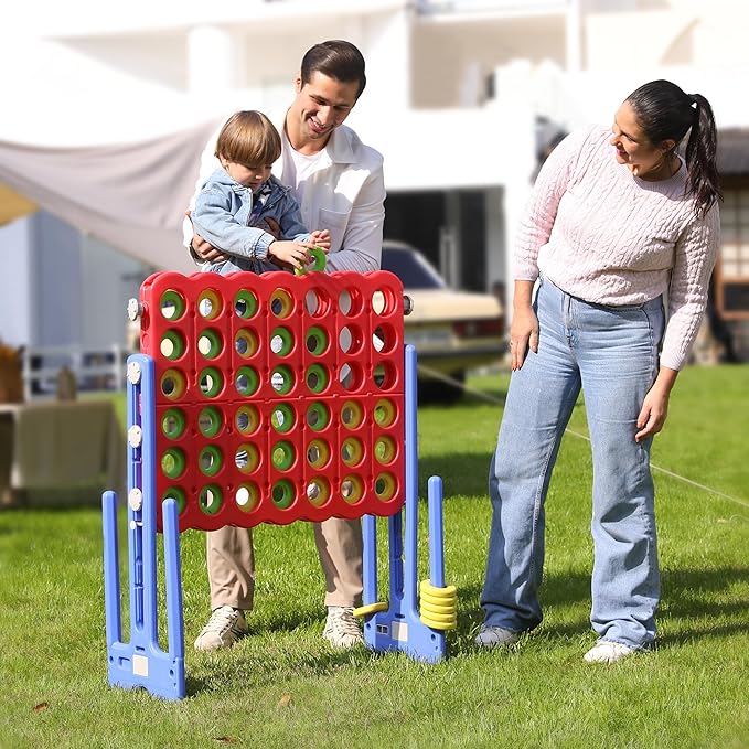 SDADI Jumbo 4 in a Row Game, 4-to-Score Giant Game Set with Adjustable Height (2.5-3.5 FT) for Kids & Adults, Indoor/Outdoor Connect Game with Quick-Release Slider, Perfect for Family and Party Games