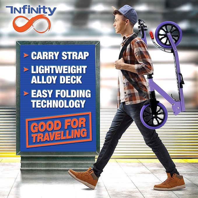 SereneLife Kick Scooter Adult Teenagers Kids- 2 Wheel Kids Scooter with Adjustable T-Bar Handlebar - Alloy Anti-Slip Deck - Portable Folding Scooters for Kids with Carrying Strap