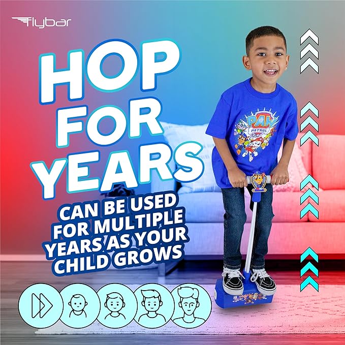 Flybar My First Foam Pogo Jumper for Kids Fun and Safe Pogo Stick for Toddlers, Durable Foam and Bungee Jumper for Ages 3 and up, Supports up to 250lbs