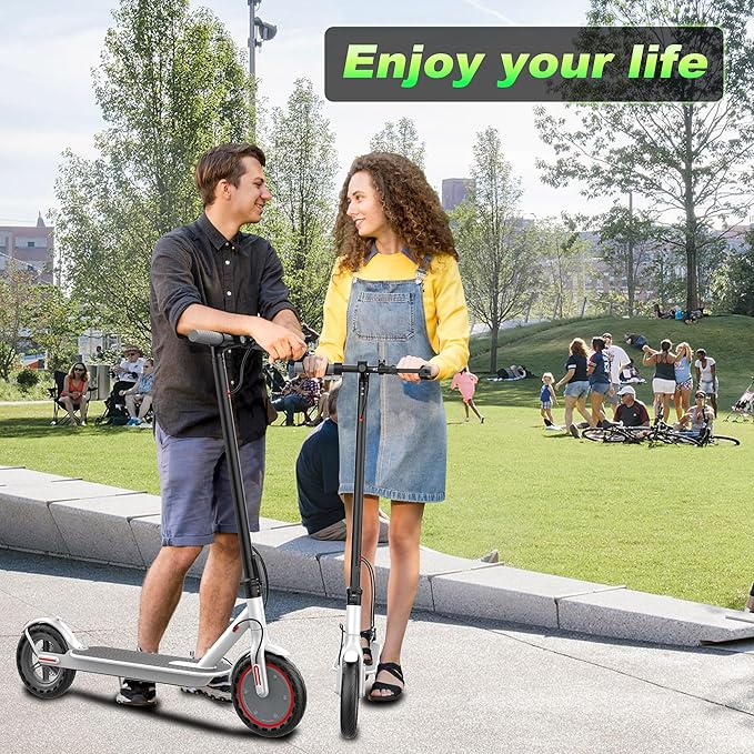 Electric Scooter - 8.5"/10'' Solid Tires, 350W/500W Motor, Up to 19-22MPH and 21-24Miles Long-Range Portable Commuting Scooter for Adults with Double Braking System and App