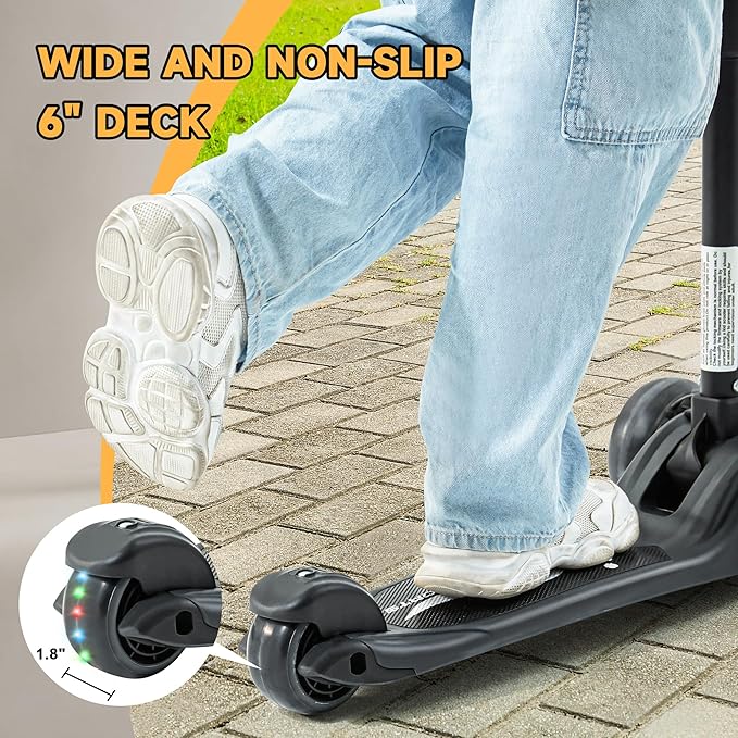 GLAMUP Kids Kick Scooter 3 Wheels, Kids Scooter Height Adjustable Handlebar, Lean-to-Steer System & Easy-Folding Mechanism, Ages 3-14 Boys and Girls