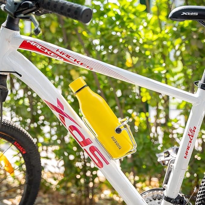 BJPKPK Insulated Water Bottles, 18 oz Stainless Steel Metal Water Bottle with Strap, BPA Free Leak Proof Thermo, Mugs, Flasks, Reusable Water Bottle for Sports & Travel, Yellow