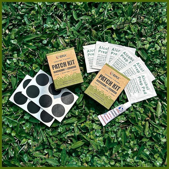 PAX 19Pcs Punctured Bike TPU Repair Tire Patch Kit, Contains 12Pcs 25mmØ Glueless Patches, 6Pcs Alcohol Prep Pads, 1Pc 5ml Rubber Cement, Punctured Tube Repair Kit for Bicycle, Inflatable Rubber