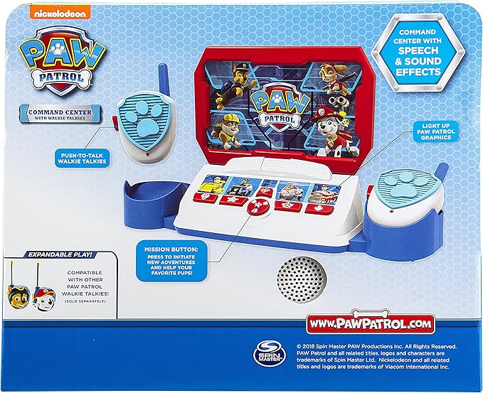 Paw Patrol Toy Walkie Talkie Command Center with Kid Friendly Two Way Radios, Built-in Speech & Sound Effects, Designed for Fans of Paw Patrol Toys for Boys and Girls