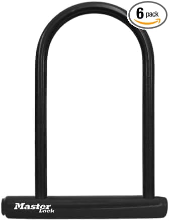 Master Lock 8170D, 6-1/8 inch Wide U-Lock with 8" Shackle, Black (Pack of 6)