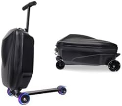 20" Scooter Suitcase for Kids, 2-in-1 Ride On Luggage with Wheels for Boys & Girls Ages 4-15, Foldable Hardshell Carry On Lightweight Travel Suitcase for Airplane