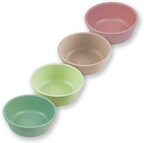 Re-Play 12 oz. Toddler Bowls Set of 4 - Kids Deep-Walled, Durable & Reusable Snack and Meal Bowls, Dishwasher & Microwave Safe, BPA-Free, Made in USA from Recycled Plastic, Cactus Flower