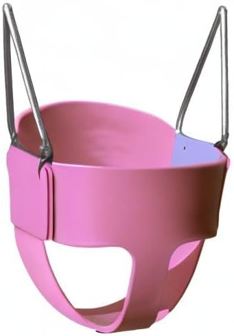 Gorilla Playsets 04-0008-PK/PK Full Bucket Toddler Swing, Pink Bucket, Pink 60" Plastic Coated Chains, 50 lb Capacity