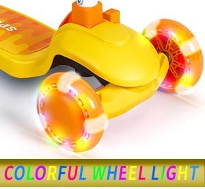 GLAMUP Kids Kick Scooter 3 Wheels, Kids Scooter Height Adjustable Handlebar, Lean-to-Steer System & Easy-Folding Mechanism, Ages 3-14 Boys and Girls