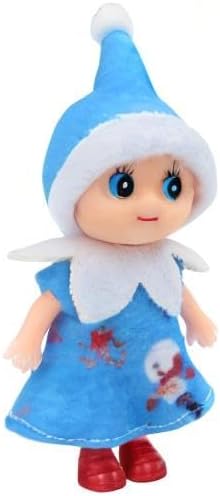WULEEUPER Tiny Baby Elf Doll | Christmas Miniature Elf Decoration | Newborn Gift | Baby Grow Girl and Boy Elf Dolls (Blue Dress)