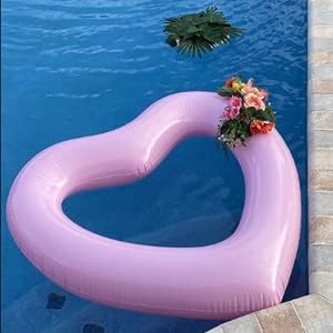 Inflatable Heart Pool Float, Sweet Love Swim Rings Float Loungers Tube for Summer Water Fun Beach Party Toys for Kids, Adults