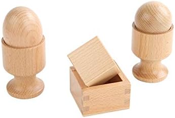 Adena Montessori Inspired 3D Object Fitting Exercise,3D Object Fitting Exercise Egg Ball with Cup Cube with Box,Wooden Toys for Fine Motor Skills - 6-12 Months Early Educational Material Baby Toy Set