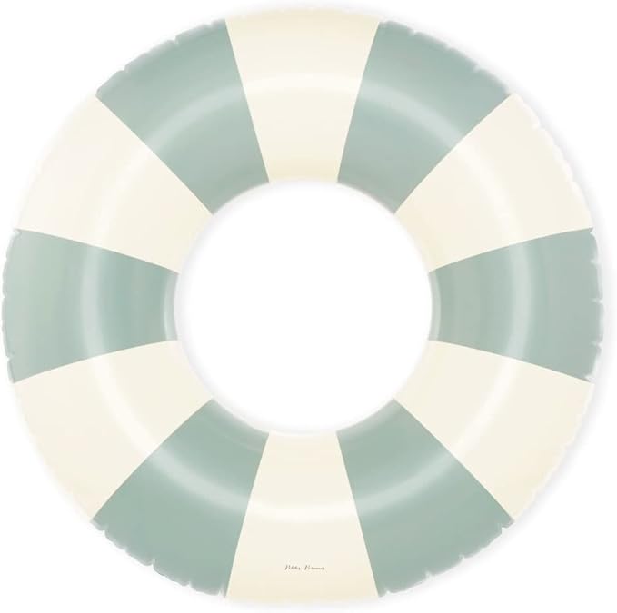 Petites-Pommes Inflatables for Adults - Durable Inner Tube, Handprinted Classic Striped Design Swim Rings, Soft Comfort Seaming, Packable Floats for Travel, Dusty Green, 47 inch