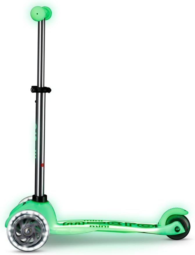 Micro Kickboard | Mini Deluxe Glow Plus LED Scooter | Adjustable Handlebar | Lean-to-Steer | Lightweight | Three-Wheeled | Kids Ages 2-5 yrs