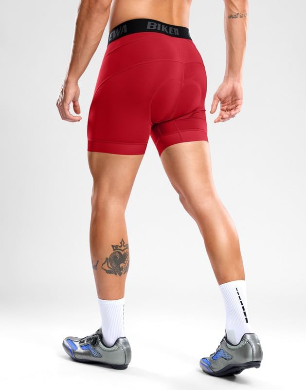 Bikewa Men's Cycling Underwear with Anti-Slip Leg Grips 4D Padded Bike Shorts MTB Liner for Bicycle Biking Riding